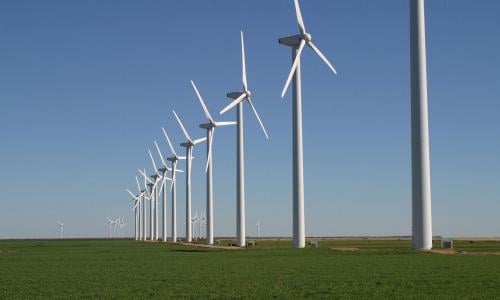 Row of wind turbines