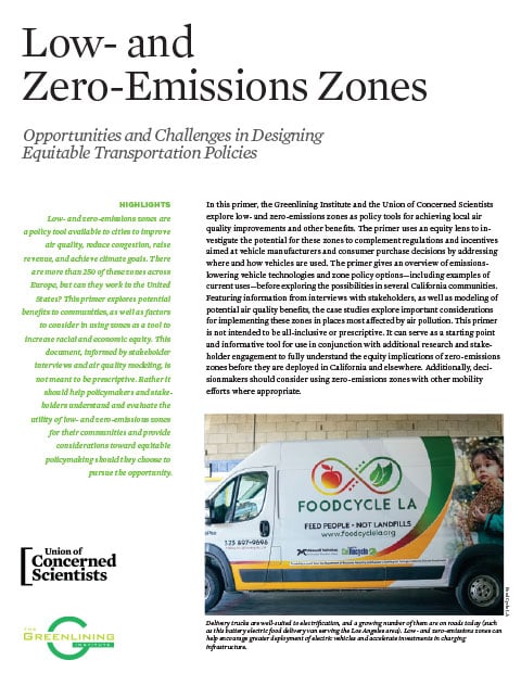 cover of low and zero emissions zones report 