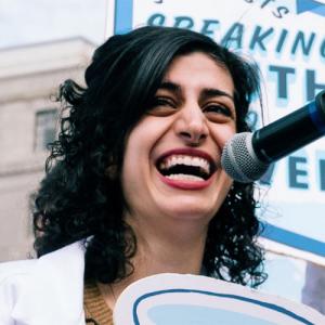 Science advocacy expert Maryham Zaringhalam speaking at a public event