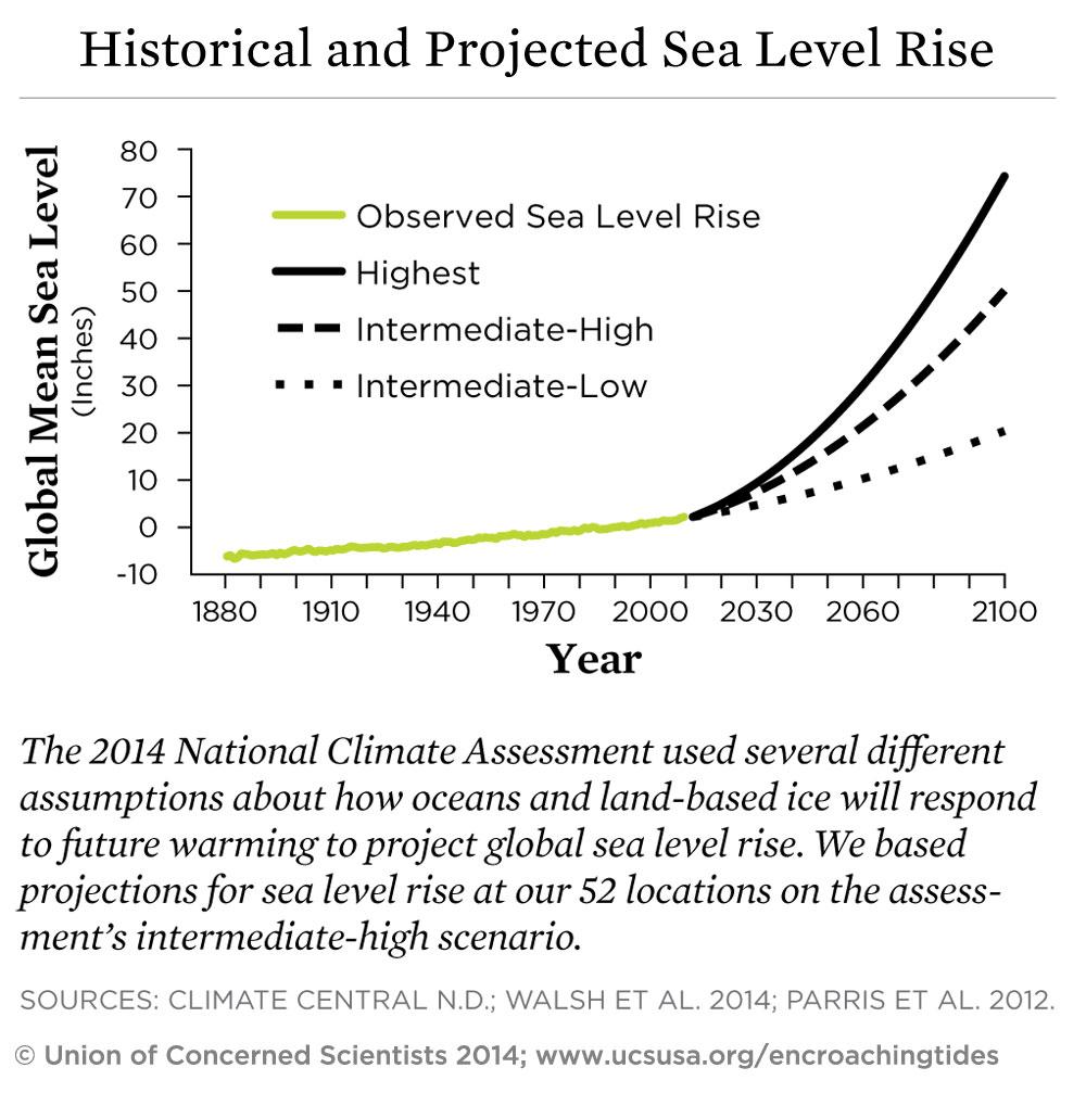 Graph showing possible sea level rise scenarios