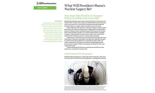 Cover of UCS Fact Sheet on President Obama’s Nuclear Legacy