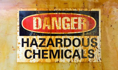 Sign saying Danger - Hazardous Chemicals