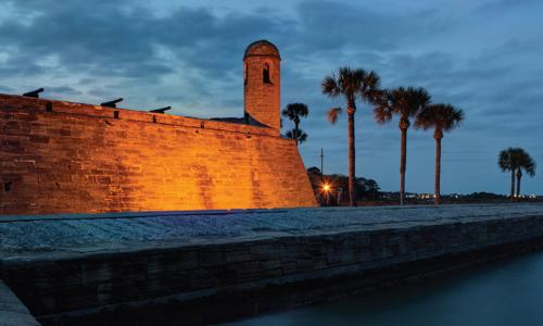 Castillo de San Marcos in St Augustine Florida at twilight 