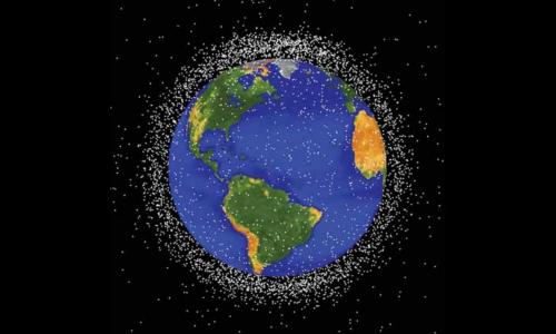 Illustration showing space debris
