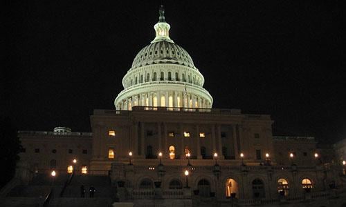 US capitol at night