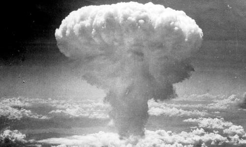 Mushroom cloud from a nuclear bomb.