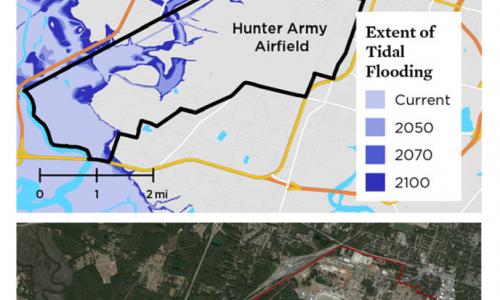 On The Front Lines Of Rising Seas Hunter Army Airfield Georgia   Gw Impacts Military Map Hunter Army Airfield Flooding 