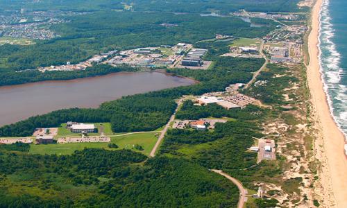 On The Front Lines Of Rising Seas Naval Air Station Oceana Dam Neck   Gw Impacts Sea Level Rise Military Dam Neck Aerial 